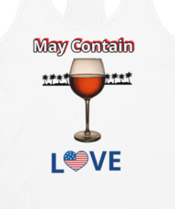 Women’s Racerback Tank Top | “May Contain Wine” Funny & Classy Love Style | Fitted Workout & Casual Tank