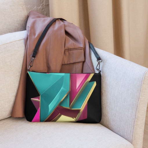 Modern Art Geometric Crossbody Bag – Bold Abstract Design with Gold Accents - Image 3