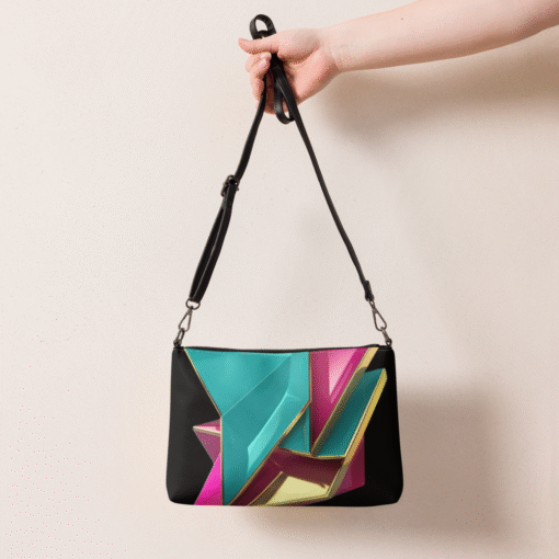 Modern Art Geometric Crossbody Bag – Bold Abstract Design with Gold Accents - Image 4