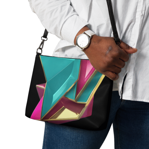 Modern Art Geometric Crossbody Bag – Bold Abstract Design with Gold Accents - Image 5