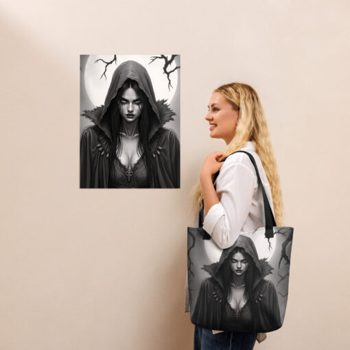 Gothic Halloween Tote Bag – Spooky Reusable Eco-Friendly Shopper - Image 5
