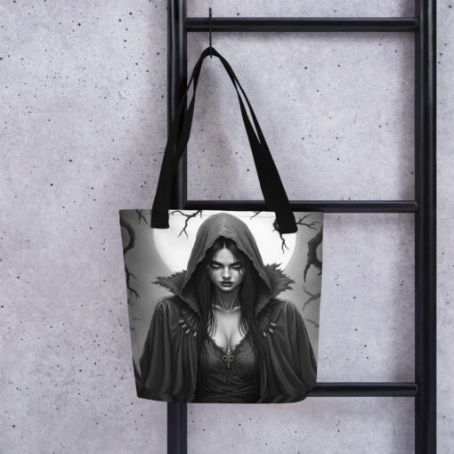 Gothic Halloween Tote Bag – Spooky Reusable Eco-Friendly Shopper - Image 3