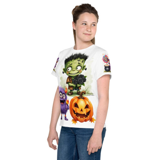 Halloween ClipArt Youth Crew Neck T-Shirt – Soft, Colorful & Durable Statement Tee for Teens - Image 3
