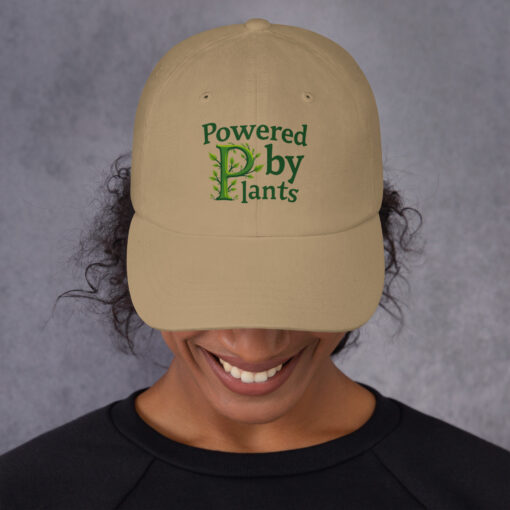 Dad Cap | “Powered By Plants” Vegan Cap | Adjustable Low-Profile Baseball Cap - Image 2