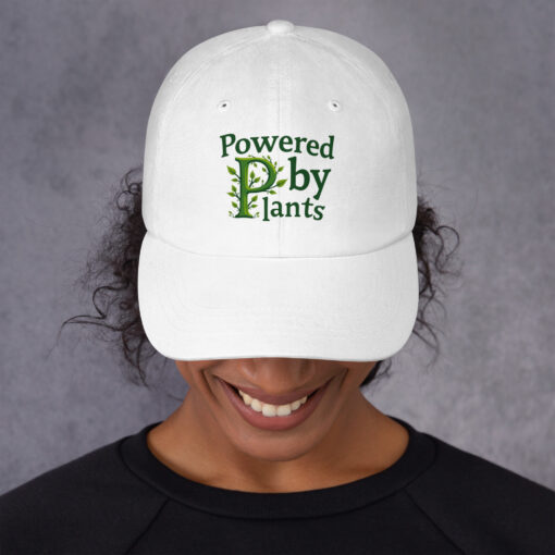 Dad Cap | “Powered By Plants” Vegan Cap | Adjustable Low-Profile Baseball Cap