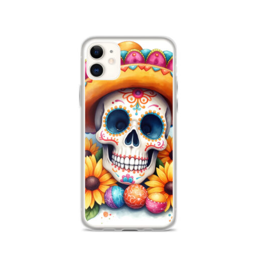 Skull iPhone Case | Colorful Sugar Skull Sombrero & Sunflower Design - Image 5