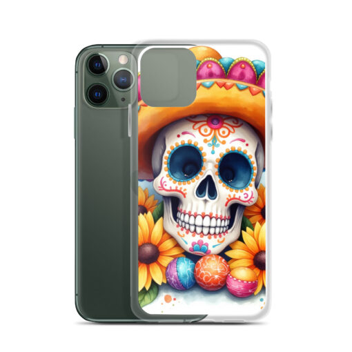 Skull iPhone Case | Colorful Sugar Skull Sombrero & Sunflower Design - Image 4