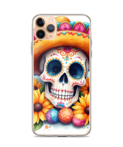Skull iPhone Case | Colorful Sugar Skull Sombrero & Sunflower Design
