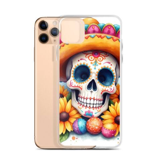 Skull iPhone Case | Colorful Sugar Skull Sombrero & Sunflower Design - Image 2
