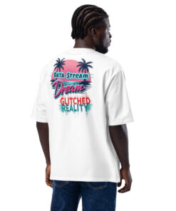 Alternative view of Data Stream Dream T-Shirt | Glitched Reality Vaporwave Streetwear Oversized heavyweight t-shirt