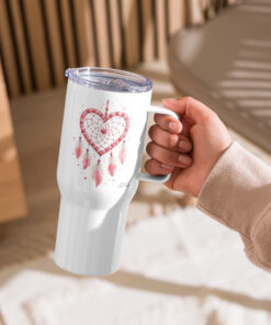 Alternative view of Heart Dreamcatcher Travel Mug with Handle – Stainless Steel Spill-Proof, 25oz or a 40oz