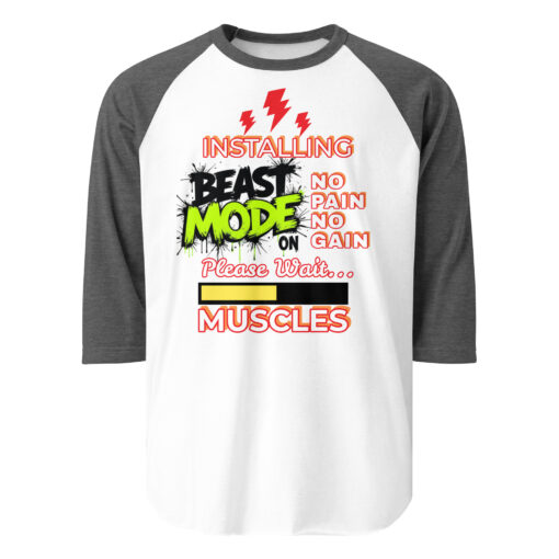 Installing Beast Mode Shirt – 3/4 Sleeve Raglan – Premium Gym Motivation Tee – No Pain No Gain Workout Shirt – Fitness Gift for Men & Women - Image 8