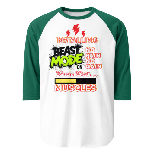 Installing Beast Mode Shirt – 3/4 Sleeve Raglan – Premium Gym Motivation Tee – No Pain No Gain Workout Shirt – Fitness Gift for Men & Women - Image 9