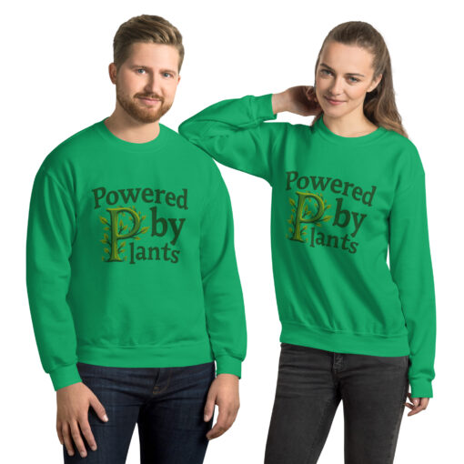 Unisex Sweatshirt | “Powered By Plants” Vegan Graphic Sweater | Eco-Friendly Cozy Pullover - Image 3