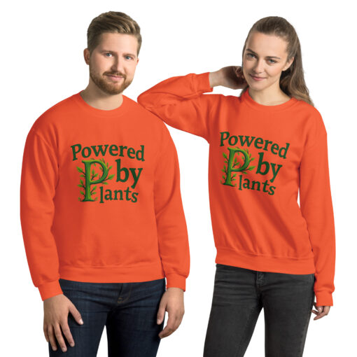 Unisex Sweatshirt | “Powered By Plants” Vegan Graphic Sweater | Eco-Friendly Cozy Pullover - Image 2