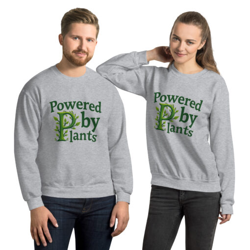Unisex Sweatshirt | “Powered By Plants” Vegan Graphic Sweater | Eco-Friendly Cozy Pullover - Image 5