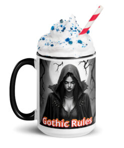 15 oz. Ceramic Mug with Color Inside – Witch “GOTHIC RULES”
