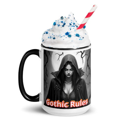 15 oz. Ceramic Mug with Color Inside – Witch “GOTHIC RULES”