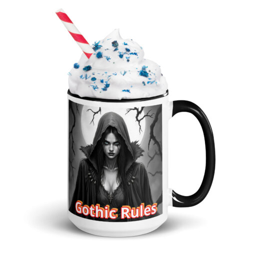 15 oz. Ceramic Mug with Color Inside – Witch “GOTHIC RULES” - Image 2