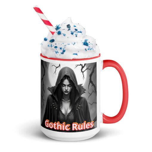 15 oz. Ceramic Mug with Color Inside – Witch “GOTHIC RULES” - Image 4