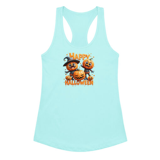 Pumpkins Happy Halloween | Women’s Fitted Racerback Tank Top | Cute Halloween Workout Shirt - Image 12