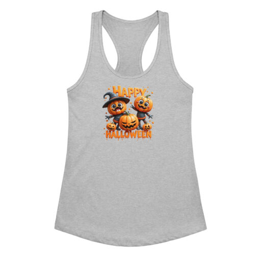 Pumpkins Happy Halloween | Women’s Fitted Racerback Tank Top | Cute Halloween Workout Shirt - Image 11