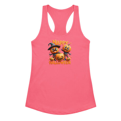 Pumpkins Happy Halloween | Women’s Fitted Racerback Tank Top | Cute Halloween Workout Shirt - Image 5