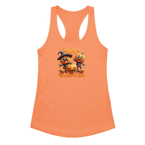 Pumpkins Happy Halloween | Women’s Fitted Racerback Tank Top | Cute Halloween Workout Shirt - Image 6