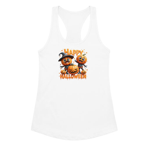 Pumpkins Happy Halloween | Women’s Fitted Racerback Tank Top | Cute Halloween Workout Shirt