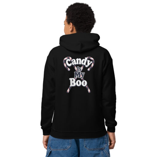 Youth Heavy Blend Hoodie – (Front) “Halloween Treat Mode Activated” |  (Back) “Candy Is My Boo” (Back) - Image 3