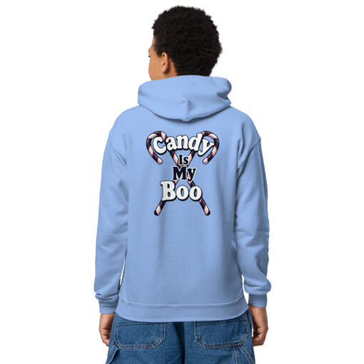 Youth Heavy Blend Hoodie – (Front) “Halloween Treat Mode Activated” |  (Back) “Candy Is My Boo” (Back) - Image 11