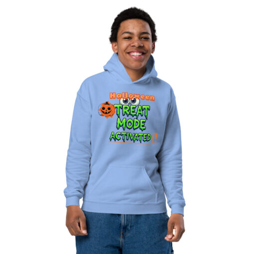 Youth Heavy Blend Hoodie – (Front) “Halloween Treat Mode Activated” |  (Back) “Candy Is My Boo” (Back) - Image 10