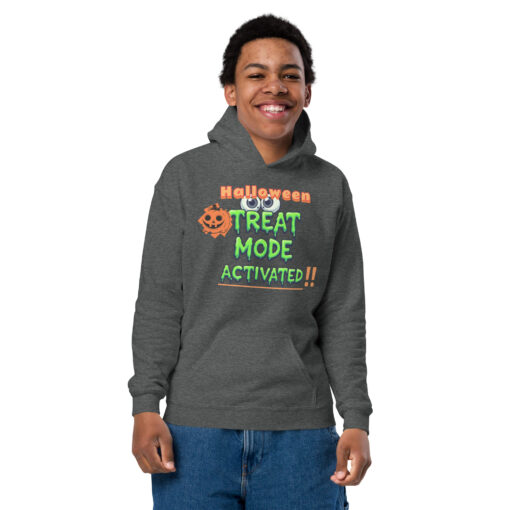 Youth Heavy Blend Hoodie – (Front) “Halloween Treat Mode Activated” |  (Back) “Candy Is My Boo” (Back) - Image 6