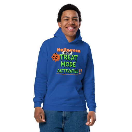 Youth Heavy Blend Hoodie – (Front) “Halloween Treat Mode Activated” |  (Back) “Candy Is My Boo” (Back) - Image 8
