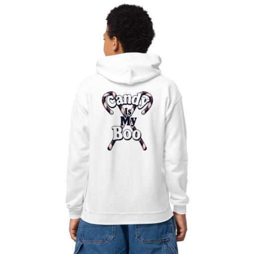 Youth Heavy Blend Hoodie – (Front) “Halloween Treat Mode Activated” |  (Back) “Candy Is My Boo” (Back) - Image 12