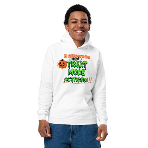 Youth Heavy Blend Hoodie – (Front) “Halloween Treat Mode Activated” |  (Back) “Candy Is My Boo” (Back)