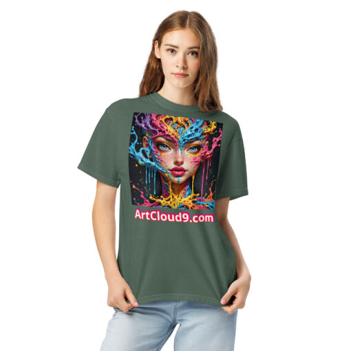 unisex garment-dyed heavyweight t-shirt featuring your Cotton Candy Splash Art image - Image 7